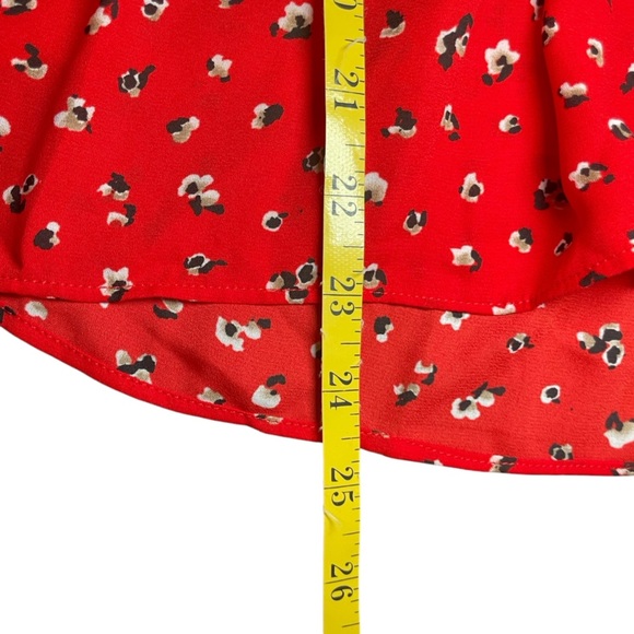 Pleione Anthropologie Red Floral Sleeveless Peplum V-Neck Chiffon Top Small NWT - Picture 7 of 7